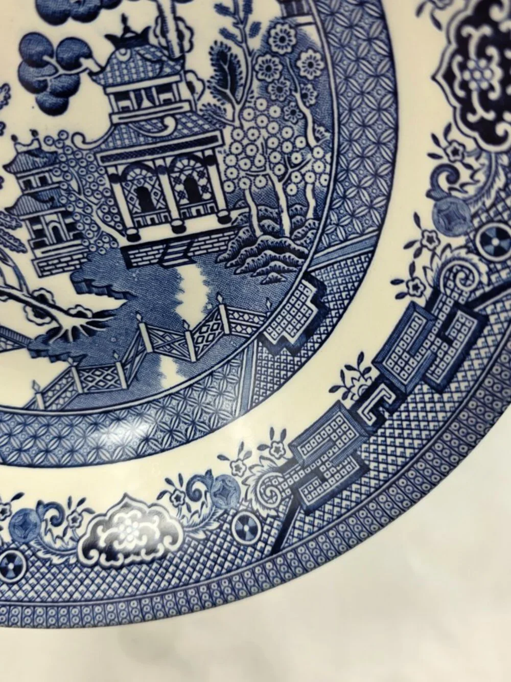 TWO Churchill Willow Blue Coupe Soup Bowls Georgian Shape Blue Willow England